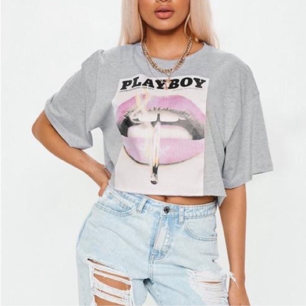 MISSGUIDED Playboy crop top